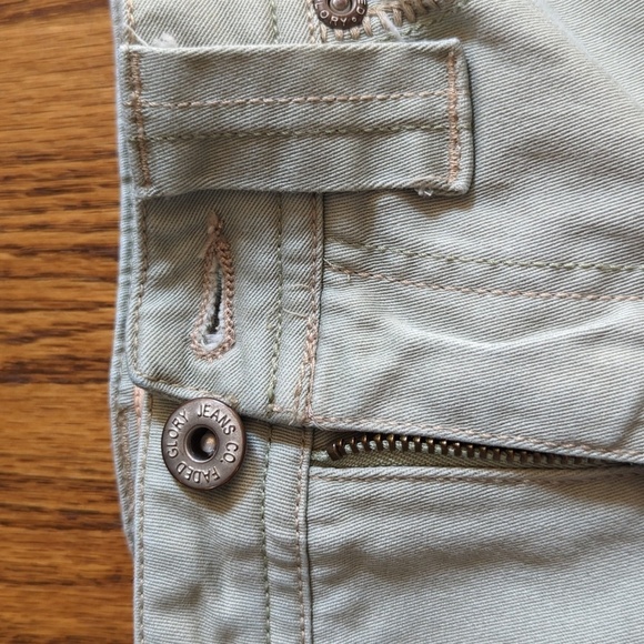 Vtg Faded Glory Stretch Khaki Denim Shorts Size 8 Light Green Khaki Vint… - Picture 4 of 9